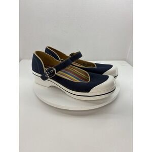 Dansko Valerie Women's Mary Jane Clogs Size 41 EU Vegan Canvas Buckle Navy
